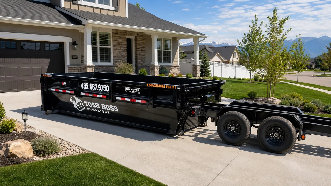 Toss Boss 15-yard dumpster with a low loading height