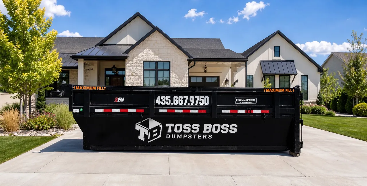 Side view of a Toss Boss dumpster