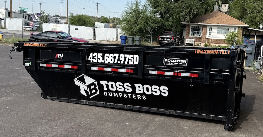 15-yard dumpster in parking lot